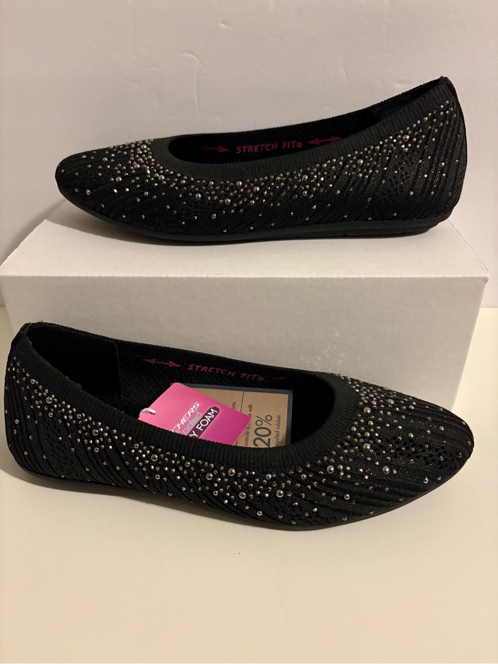 Skechers Cleo 2.0 Women’s Size 6 Glitzy Daze Black Sparkly Flats 158765 New